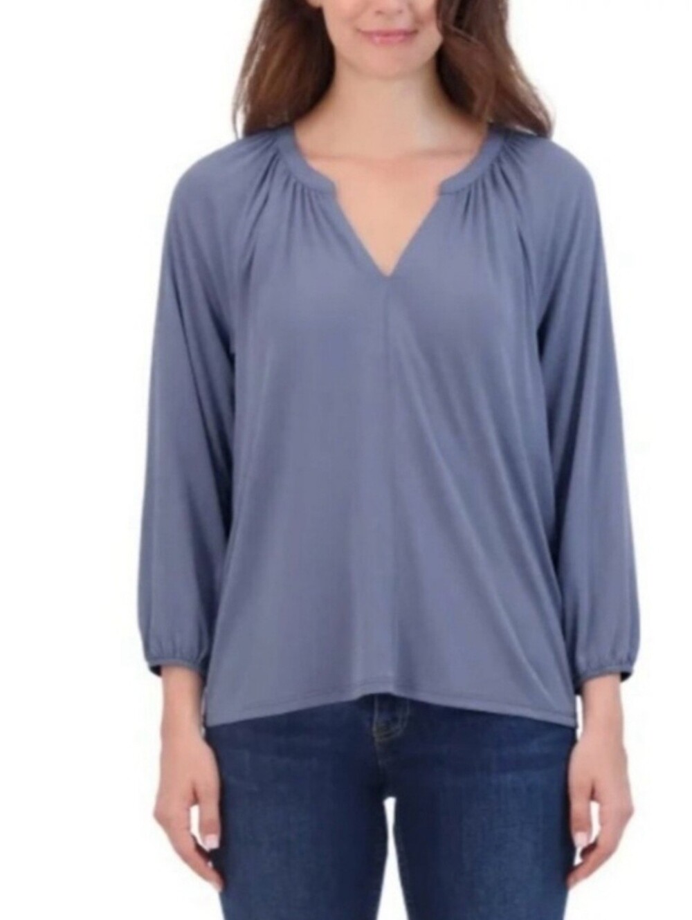 Lucky Brand Sandwash Notch V-neck Blue Top Women's Size XL NWT
